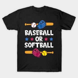 Baseball or Softball Gender Reveal Party T-Shirt